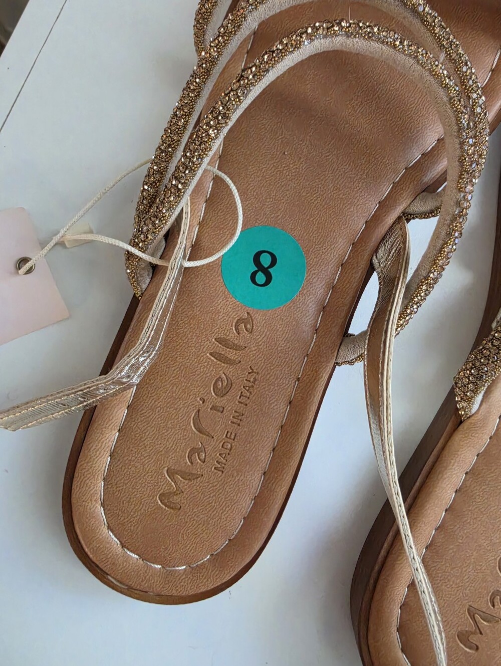 Mariella Slides Gold Straps Made In Italy Strappy Sandals Size 8 NWT - Picture 3 of 4